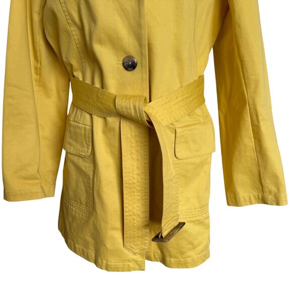 Relativity Trench Coat Large Yellow Rain Jacket Overcoat Classic Belt Pockets - Picture 3 of 9